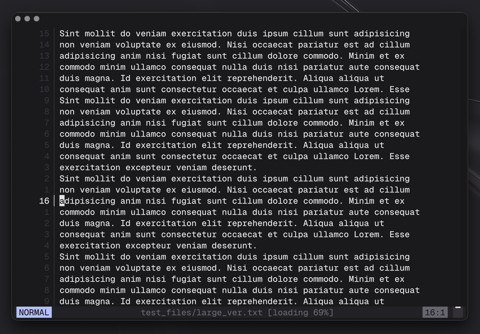 Here's Redox in the process of loading 200 MB worth of lorem ipsum.